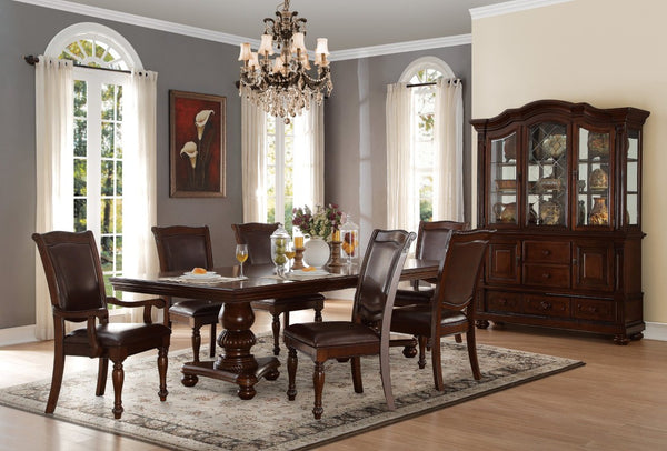 English Elm Cherry Finish Formal Dining Arm Chairs with Gold Tipped Carved Wood Set of Six Side Chair - Brown Cherry 4 Pc B011P590154