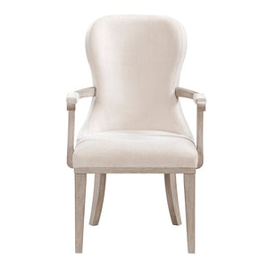 English Elm Dark Cherry Wood Arm Chair Set Six Formal Dining Seats Nailhead Upholstered Ivory 8 Pc Arm Chair B011P590174