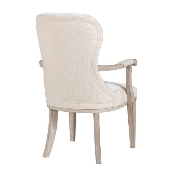 English Elm Dark Cherry Wood Arm Chair Set Six Formal Dining Seats Nailhead Upholstered Ivory 8 Pc Arm Chair B011P590174