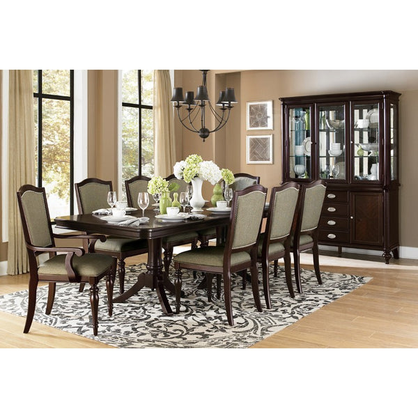 English Elm Black Matte Pine Wood Dining Chair Set with Double X Back Transitional Style Dark Cherry 6 Pc Side Chair B011P590187