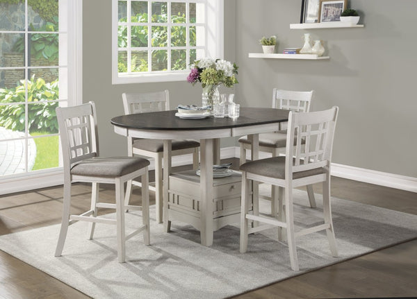 English Elm Antique White Oak Veneer Counter Height Side Chairs Mission Style Set of Six B011P590190