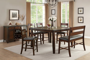 English Elm Dark Brown Mindy Wood Counter Height Dining Chairs with X Back Polyester Seats Set 6 Pc Standard B011P590199