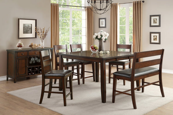 English Elm Dark Brown Mindy Wood Counter Height Dining Chairs with X Back Polyester Seats Set 6 Pc Standard B011P590199