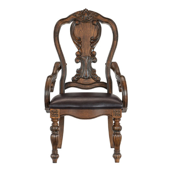 English Elm Wire Brushed Oak Nailhead Upholstered Dining Chairs Set of Four Farmhouse Linen Style Dark Oak 8 Pc Arm Chair B011P590202