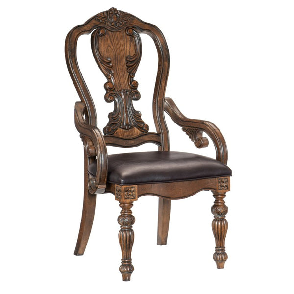 English Elm Wire Brushed Oak Nailhead Upholstered Dining Chairs Set of Four Farmhouse Linen Style Dark Oak 8 Pc Arm Chair B011P590202