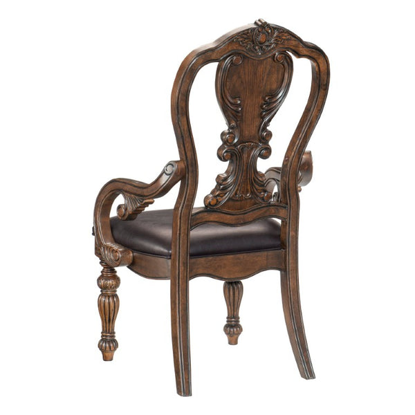 English Elm Wire Brushed Oak Nailhead Upholstered Dining Chairs Set of Four Farmhouse Linen Style Dark Oak 8 Pc Arm Chair B011P590202