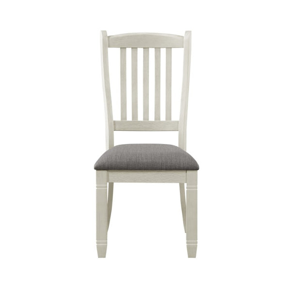 English Elm Antique White Solid Acacia Pine Dining Chair Set Six Farmhouse Upholstered Seats B011P590218