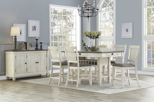 English Elm Antique White Hardwood Counter Height Dining Chairs Set of Six Farmhouse Style B011P590221