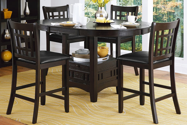 English Elm Dark Cherry Oak Veneer Mission Style Counter Height Dining Chairs with Faux Leather Seats B011P590225