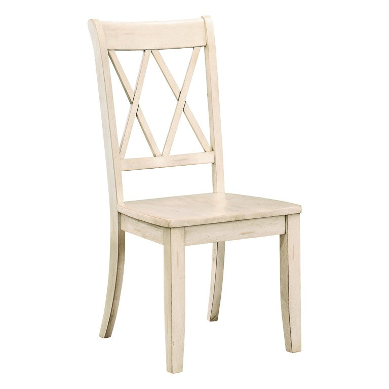 English Elm White Lacquer Wood Dining Chairs Set with Double X Back for Country Farmhouse Tables 6 Pc B011P590241