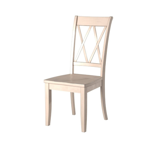 English Elm White Lacquer Wood Dining Chairs Set with Double X Back for Country Farmhouse Tables 6 Pc B011P590241