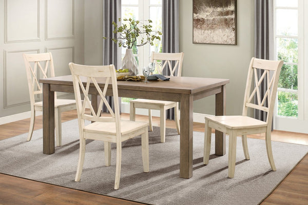 English Elm White Lacquer Wood Dining Chairs Set with Double X Back for Country Farmhouse Tables 10 Pc B011P590242