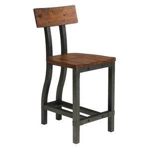 English Elm Rustic Industrial Acacia Wood Counter Chairs Set of Four with Gunmetal Frame B011P590243