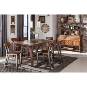 English Elm Rustic Industrial Acacia Wood Counter Chairs Set of Four with Gunmetal Frame B011P590243