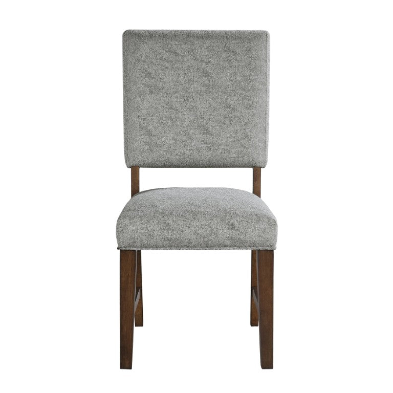 English Elm Walnut Veneer Dining Chair Set of Four Gray Upholstered Contemporary Wood Seating B011P590246