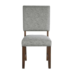 English Elm Walnut Veneer Dining Chair Set of Four Gray Upholstered Contemporary Wood Seating B011P590246