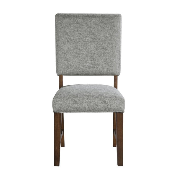 English Elm Walnut Veneer Dining Chair Set of Four Gray Upholstered Contemporary Wood Seating B011P590246