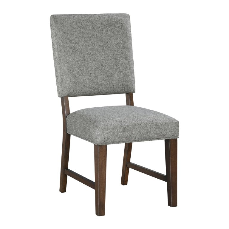 English Elm Walnut Veneer Dining Chair Set of Four Gray Upholstered Contemporary Wood Seating B011P590246