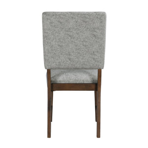 English Elm Walnut Veneer Dining Chair Set of Four Gray Upholstered Contemporary Wood Seating B011P590246