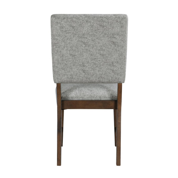 English Elm Walnut Veneer Dining Chair Set of Four Gray Upholstered Contemporary Wood Seating B011P590246