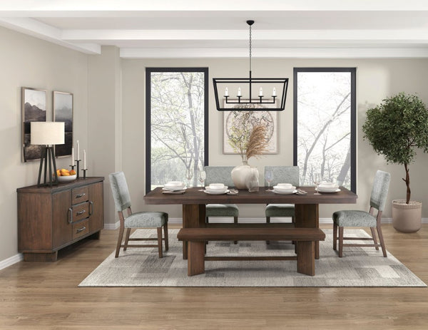 English Elm Walnut Veneer Dining Chair Set of Four Gray Upholstered Contemporary Wood Seating B011P590246