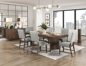 English Elm Brown X-Back Wood Dining Chair Set of Four with Upholstered Seat Acacia Veneer Gray 6 Piece B011P590247