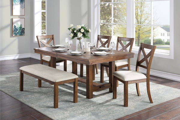 English Elm Brown X-Back Wood Dining Chair Set of Four with Upholstered Seat Acacia Veneer Beige 4 Piece B011P590249