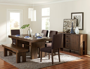 English Elm Chocolate Upholstered Dining Side Chairs Set of Four with Walnut Veneer Frame B011P590255