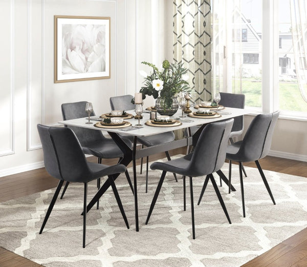 English Elm Beige Upholstered Ladder Back Dining Chair Set of Four Arts and Crafts Style Gray Metal 20 L x 23.5 W x 32.5 H B011P590299