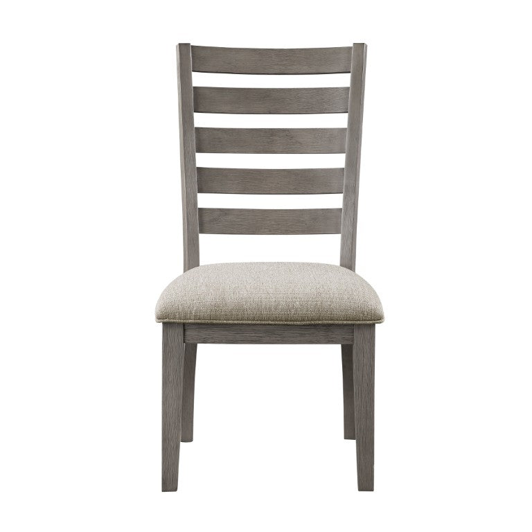 English Elm Beige Upholstered Ladder Back Dining Chair Set of Four Arts and Crafts Style Beige Wood 20 L x 22.5 W x 38 H B011P590301