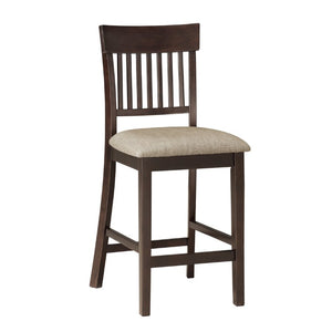 English Elm Dark Brown Mindy Wood Counter Height Dining Chairs with X Back Polyester Seats Set 6 Pc Slat Back B011P590319