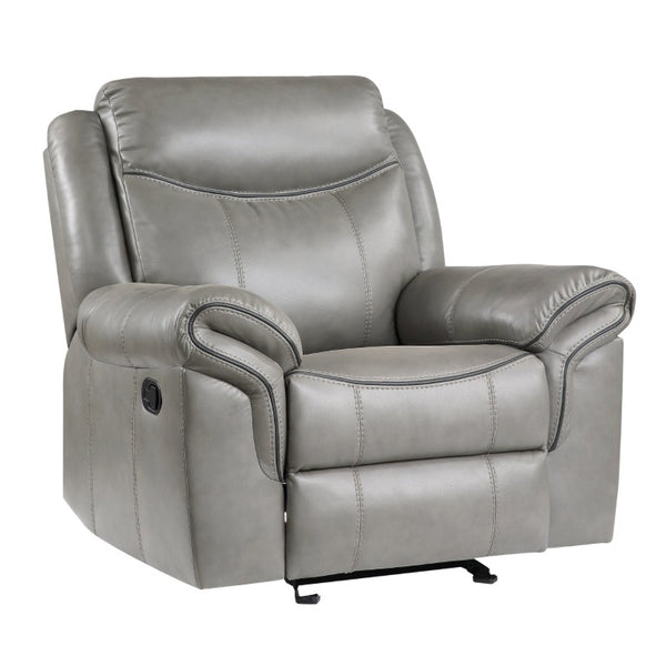 English Elm Gray Faux Leather Gliding Recliner with Pocket Coil Support for Modern Living Rooms B011P590596