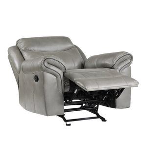 English Elm Gray Faux Leather Gliding Recliner with Pocket Coil Support for Modern Living Rooms B011P590596