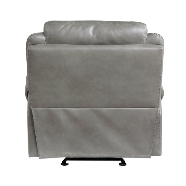 English Elm Gray Faux Leather Gliding Recliner with Pocket Coil Support for Modern Living Rooms B011P590596