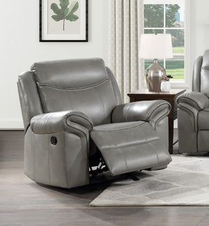 English Elm Gray Faux Leather Gliding Recliner with Pocket Coil Support for Modern Living Rooms B011P590596