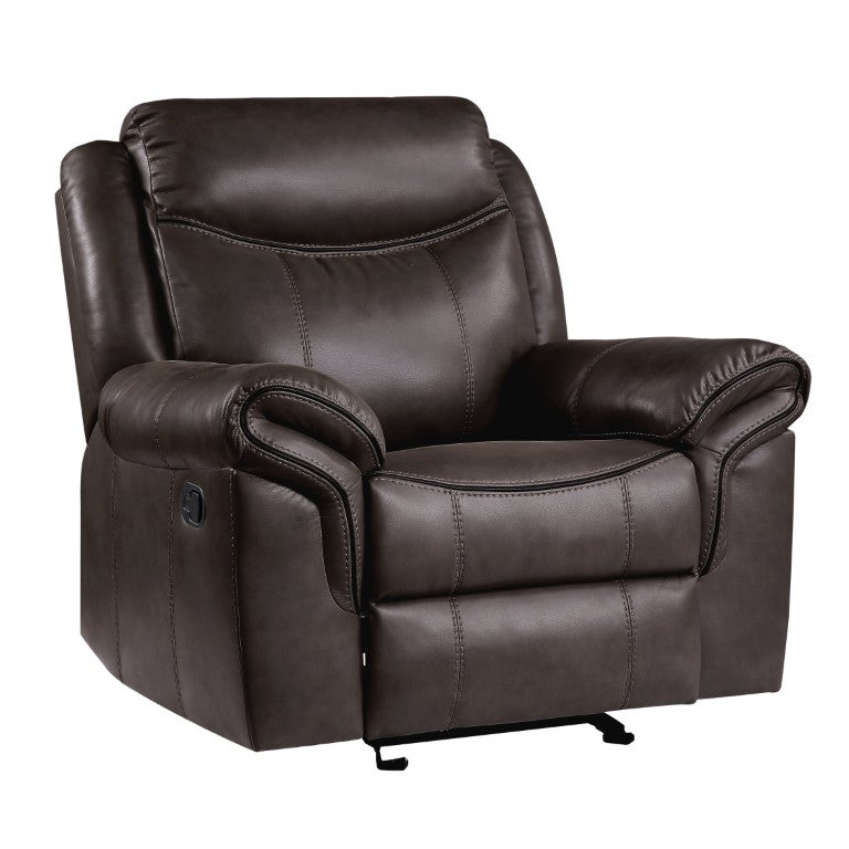 English Elm Dark Brown Faux Leather Glider Recliner with Pocket Coil Support for Living Room B011P590597