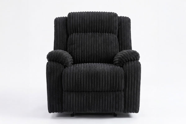 English Elm Black Corduroy Manual Recliner Chair Plush Fur Textured Upholstery for Living Room B011P590610