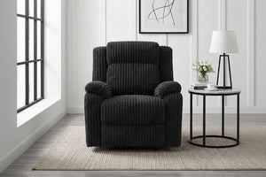 English Elm Black Corduroy Manual Recliner Chair Plush Fur Textured Upholstery for Living Room B011P590610