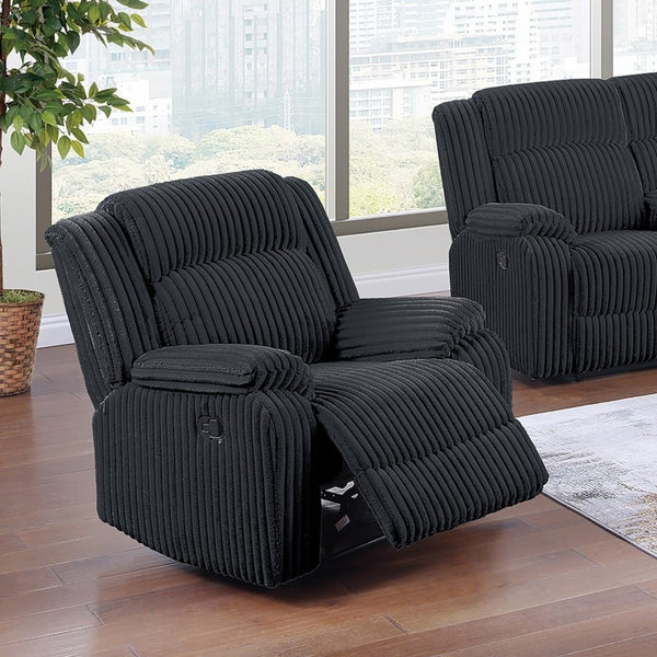 English Elm Black Corduroy Manual Recliner Chair Plush Fur Textured Upholstery for Living Room B011P590610