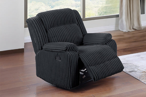 English Elm Black Corduroy Manual Recliner Chair Plush Fur Textured Upholstery for Living Room B011P590610