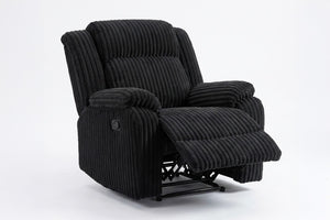 English Elm Black Corduroy Manual Recliner Chair Plush Fur Textured Upholstery for Living Room B011P590610