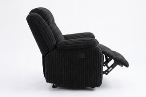 English Elm Black Corduroy Manual Recliner Chair Plush Fur Textured Upholstery for Living Room B011P590610