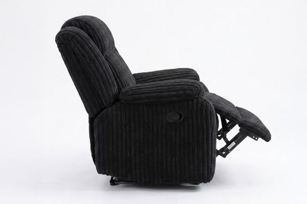English Elm Black Corduroy Manual Recliner Chair Plush Fur Textured Upholstery for Living Room B011P590610