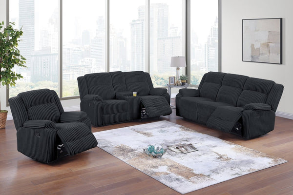 English Elm Black Corduroy Manual Recliner Chair Plush Fur Textured Upholstery for Living Room B011P590610