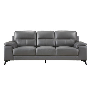 English Elm Luxurious Top Grain Leather Sofa with Pillow Arms and Metal Legs for Modern Living B011P590612