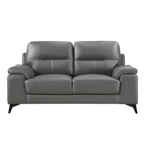 English Elm Luxurious Top Grain Leather Loveseat with Pillow Arms and Slim Metal Legs Modern B011P590614