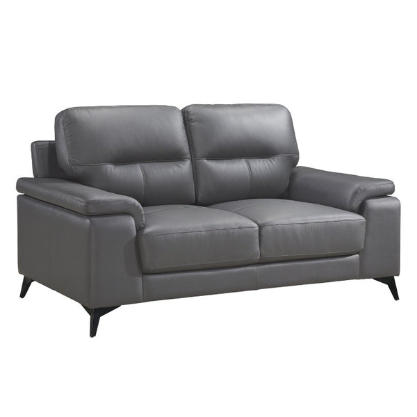 English Elm Luxurious Top Grain Leather Loveseat with Pillow Arms and Slim Metal Legs Modern B011P590614