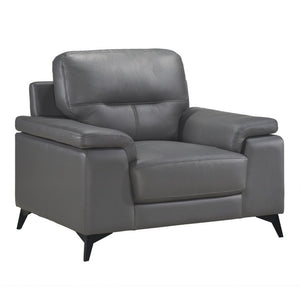 English Elm Luxurious Top Grain Leather Armchair with Pillow Arms and Metal Legs for Modern Living B011P590615