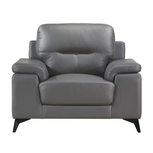 English Elm Luxurious Top Grain Leather Armchair with Pillow Arms and Metal Legs for Modern Living B011P590615