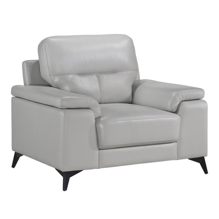 English Elm Luxurious Top Grain Leather Accent Armchair with Pillow Arms and Metal Legs Modern B011P590616